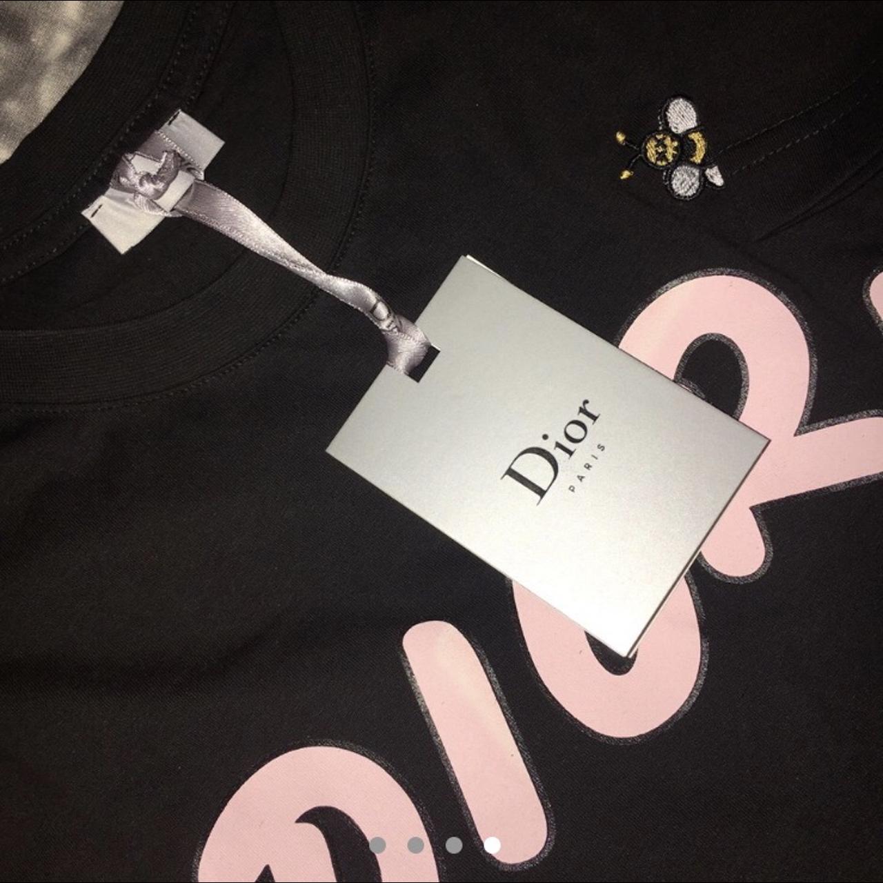 Dior X Kaws Pink Dior Logo T-shirt Size Medium New... - Depop