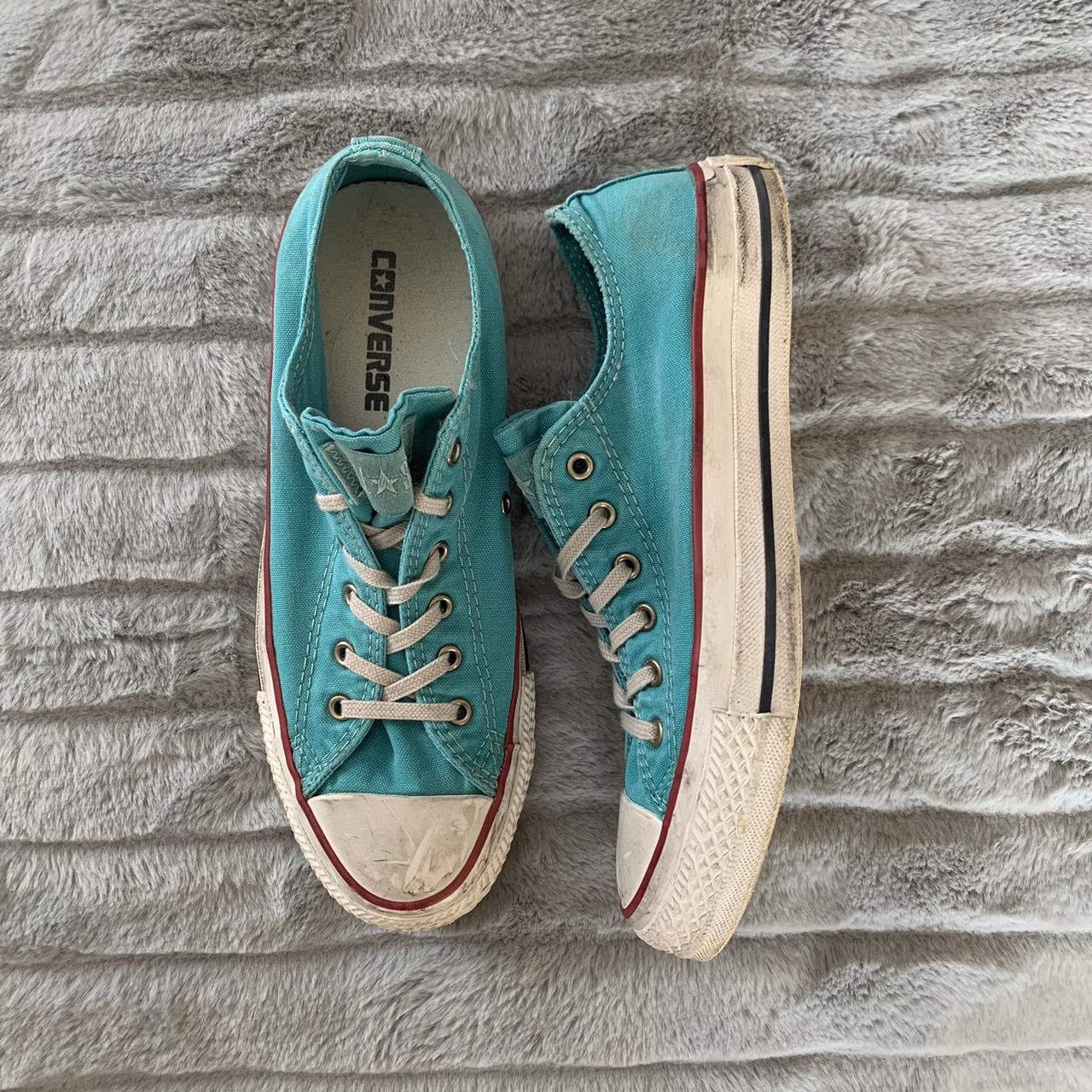 blue and cream / white converse size 5 Great... - Depop