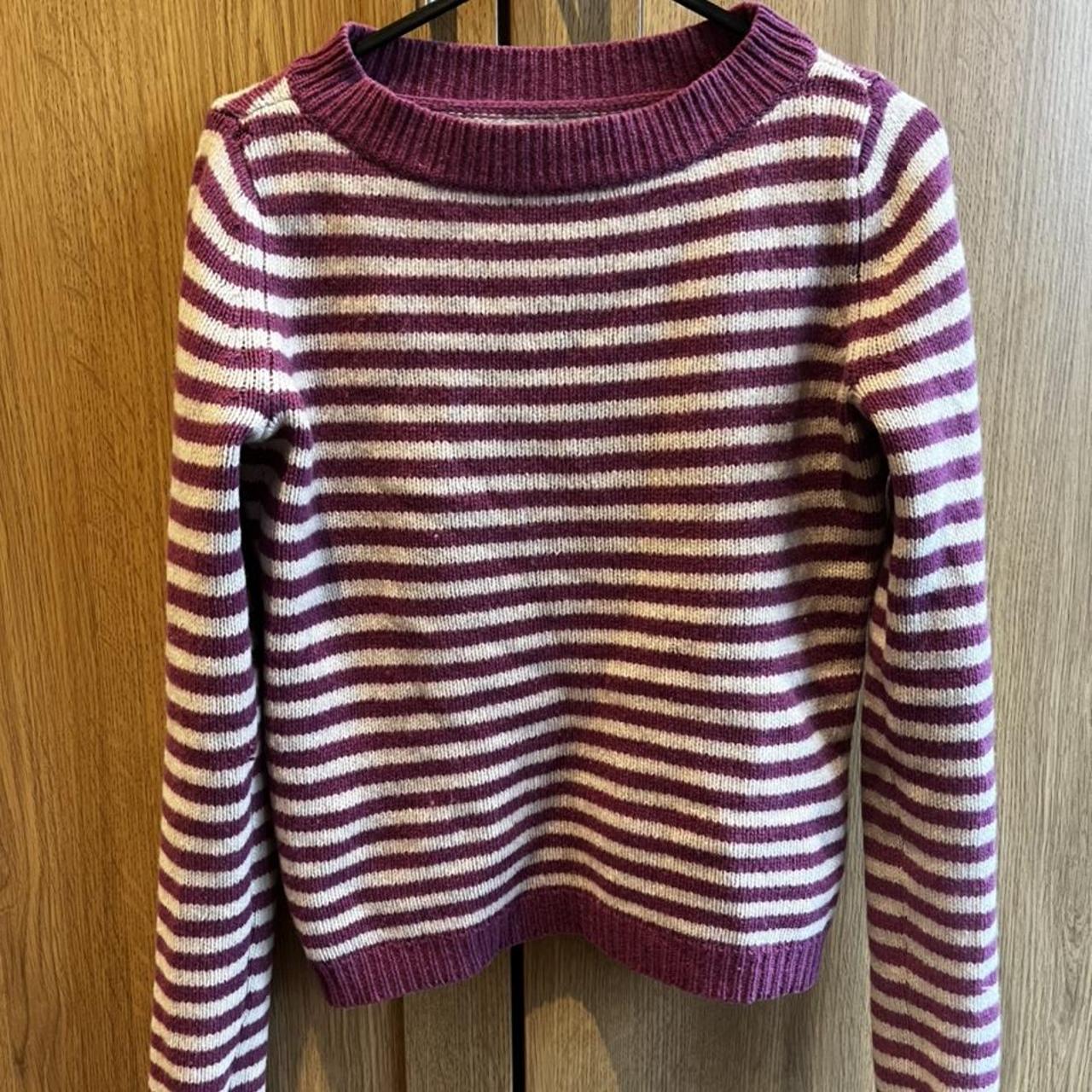 Purple and cream striped jumper. Size XS so would... Depop