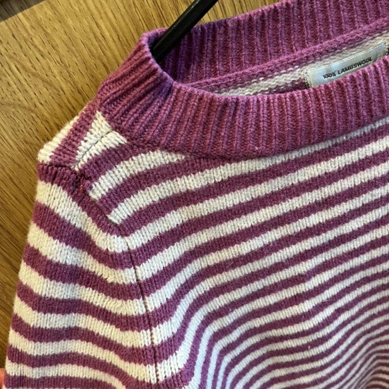 Purple and cream striped jumper. Size XS so would... Depop