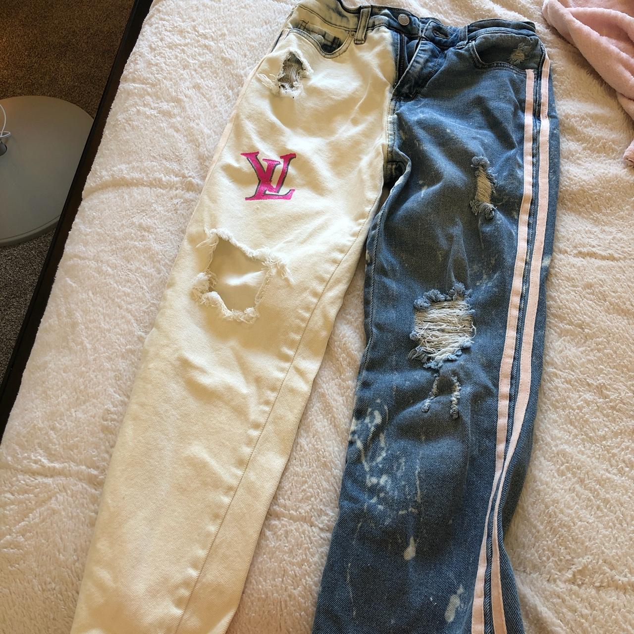 CUSTOM PAINTED Louis Vuitton Jeans 90s Vintage High - Depop