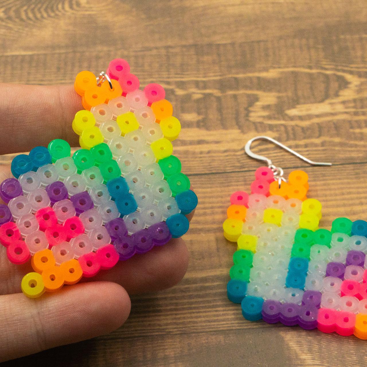 Rainbow Snail Perler Bead Earrings These snails are... - Depop