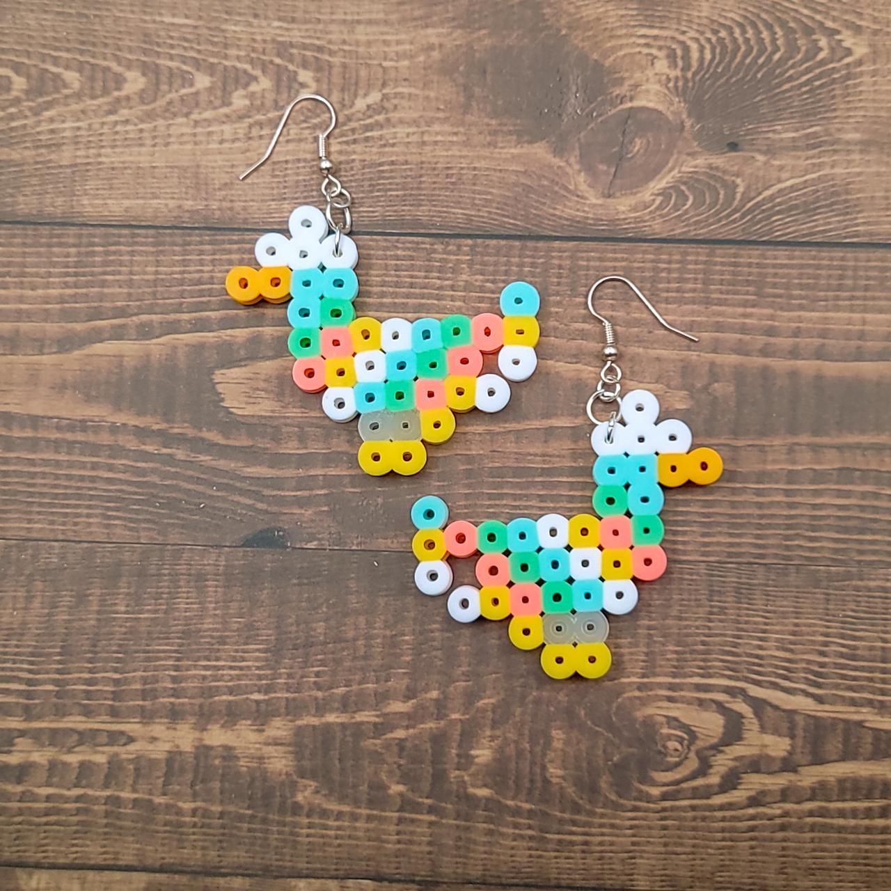 Pastel Duck Perler Bead Earrings, Each earring
