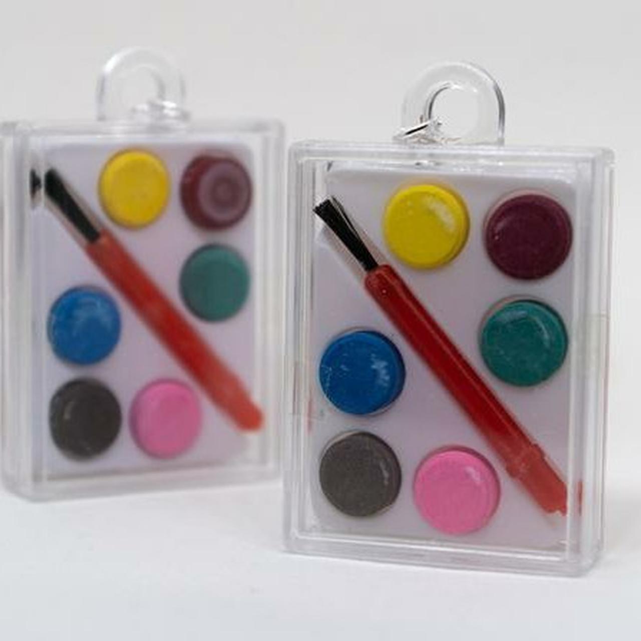 Mini Paint & Brush Earrings Functional Watercolor Paint Palette
