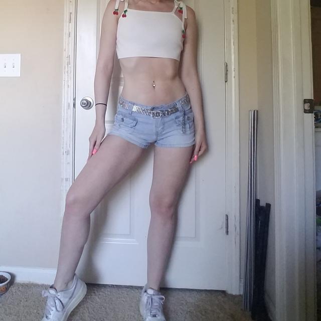 Angel's Y2K Low Rise Shorts in Light Wash! Totally - Depop