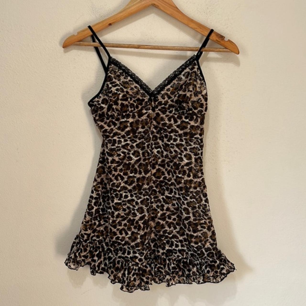 Victorias Secret Leopard Lace Mesh Ruffle Sheer... - Depop