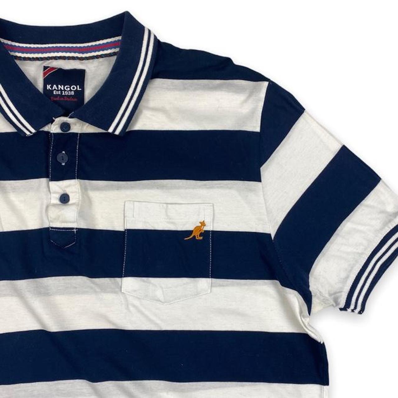 Kangol Men's White and Navy Poloshirts Depop