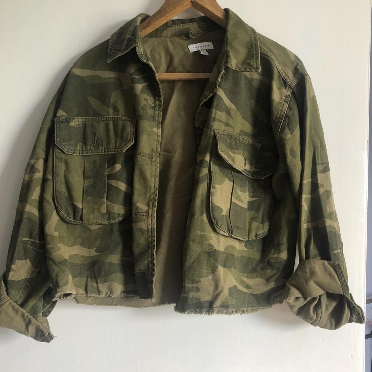 Cropped camo jacket topshop hotsell