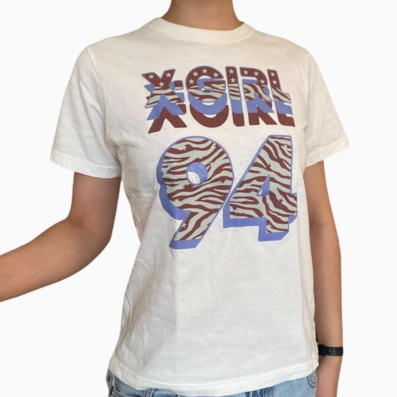 X-Girl  Women's White and Blue T-shirt