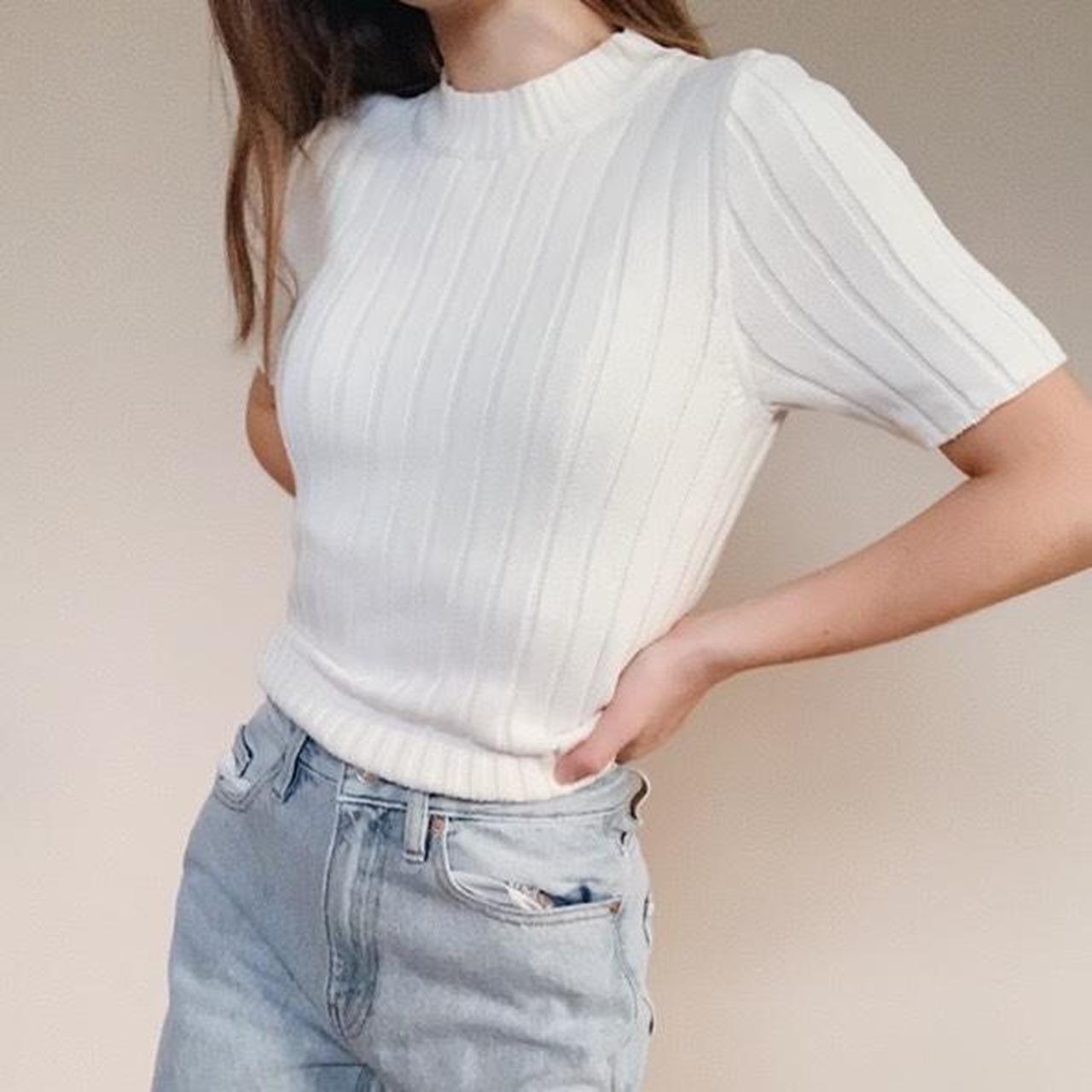 🤍 white knit short sleeve sweater 🤍 The perfect... - Depop