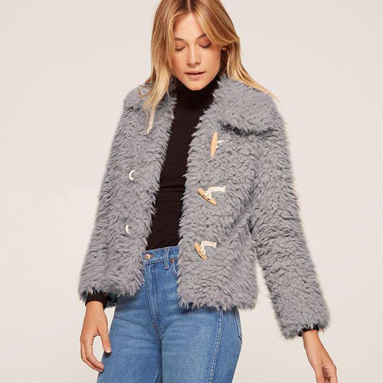 reformation faux fur coat