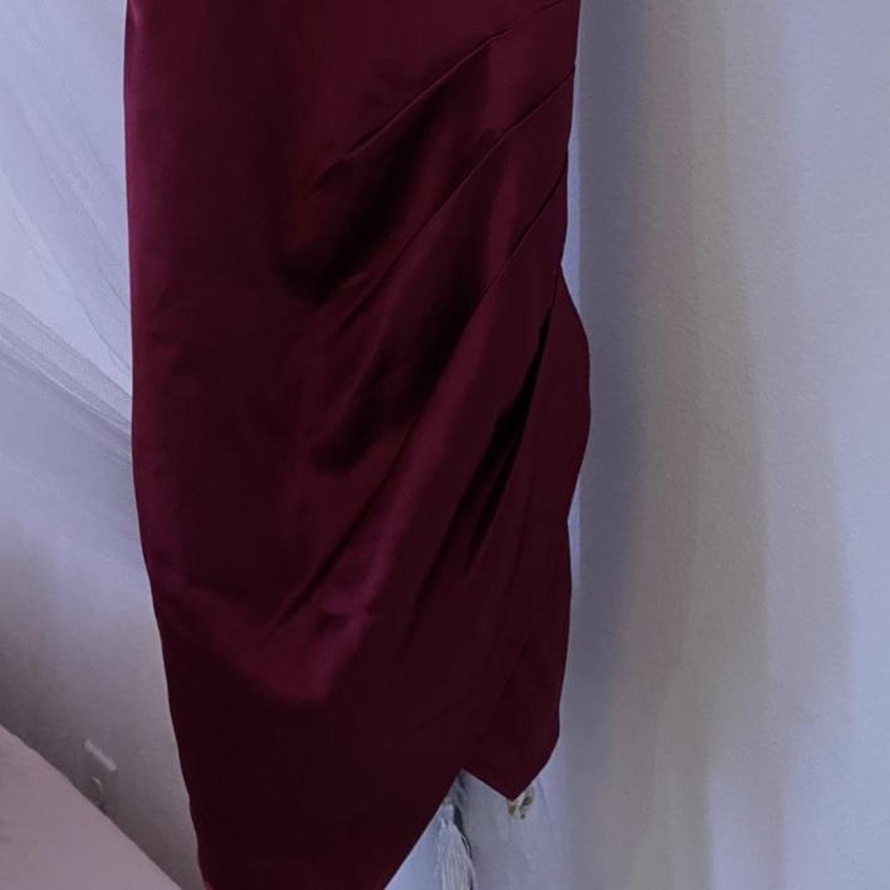 adorable maroon/burgundy satin cowl neck short dress... - Depop