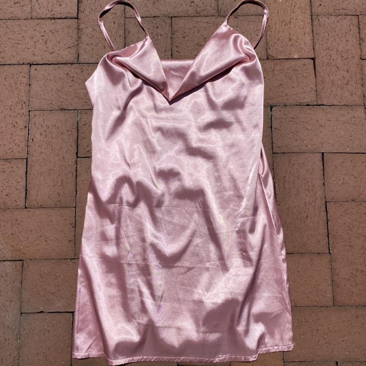 Rad vintage blush pink satin mini dress. 100%... - Depop