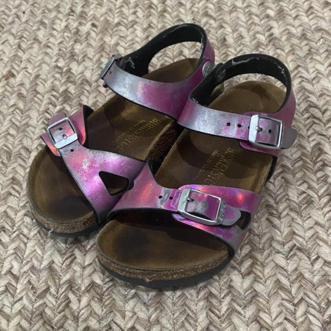 birkenstock washed metallic pink