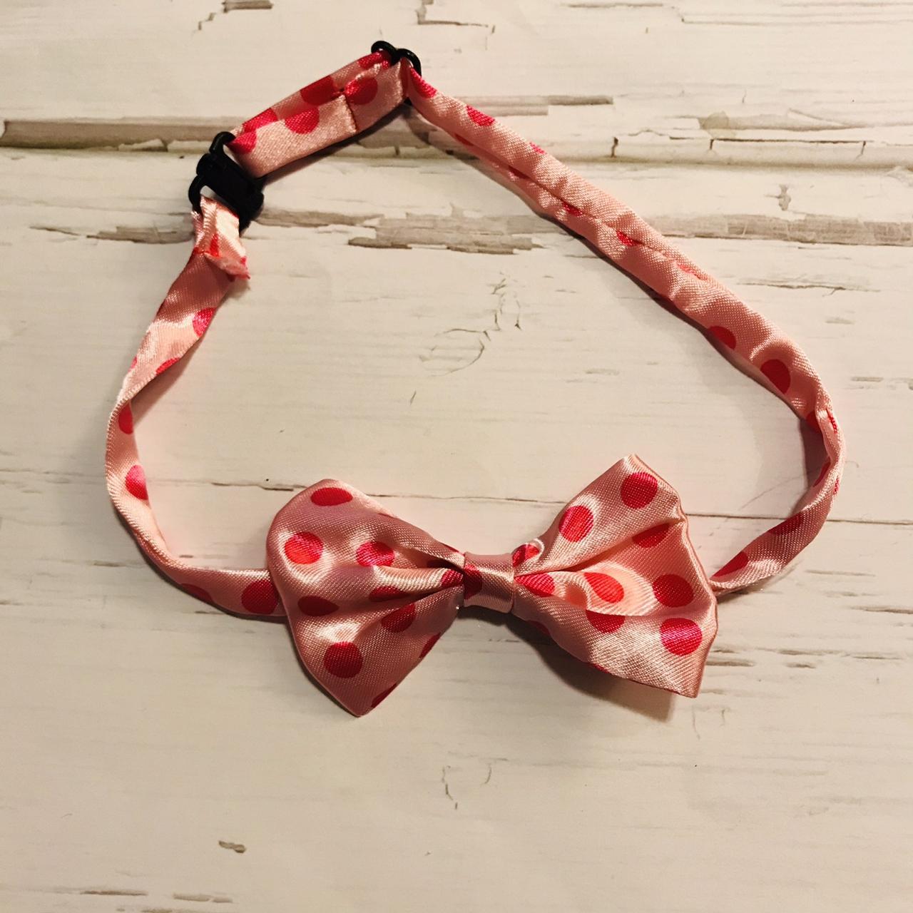 Pink polka dot cat bow tie adjustable collar - Depop