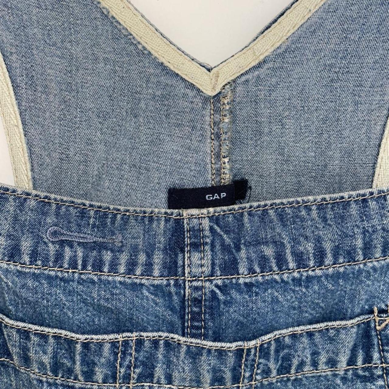 GAP short denim overalls. Medium dark denim. Size:... - Depop