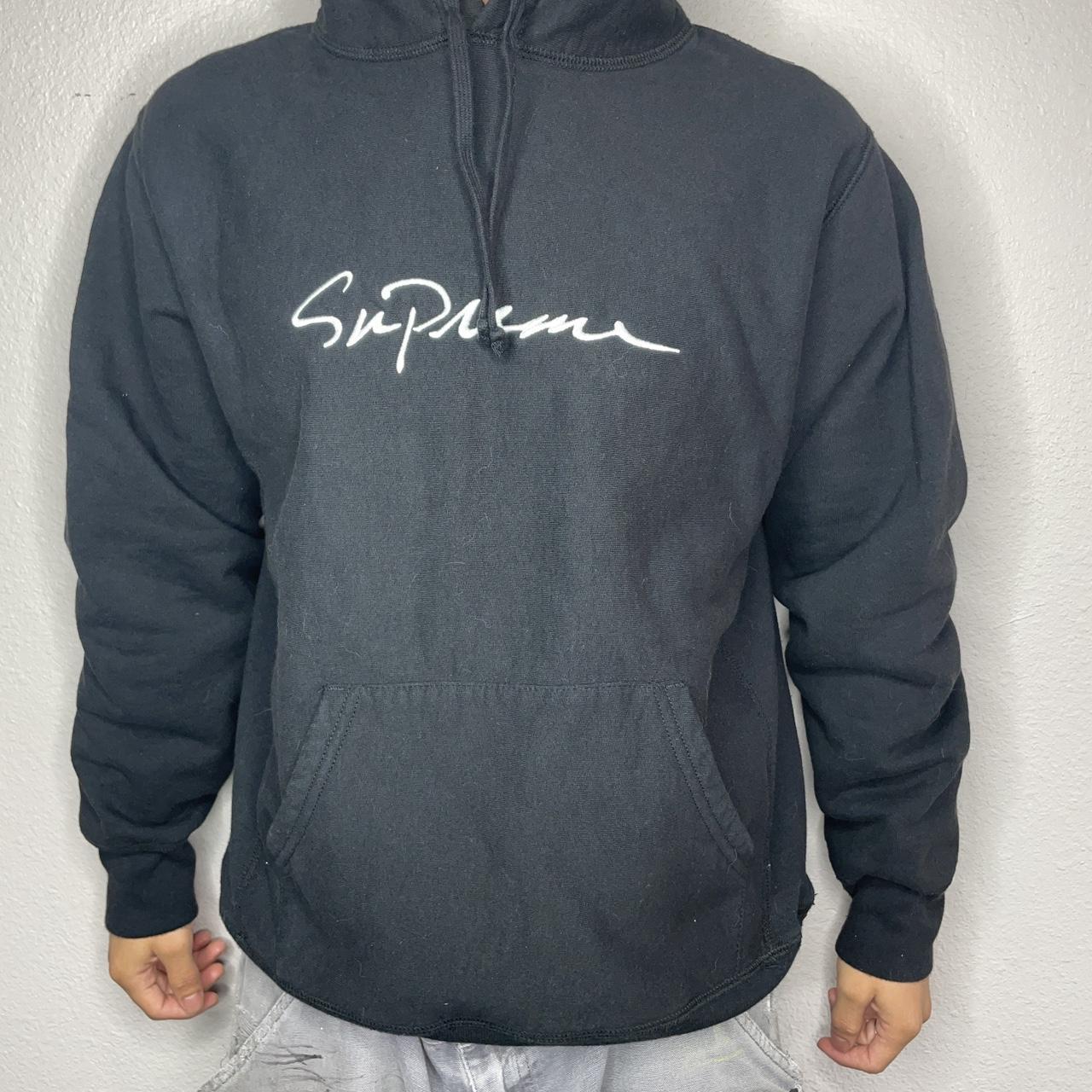 Supreme classic script sale hooded sweatshirt black