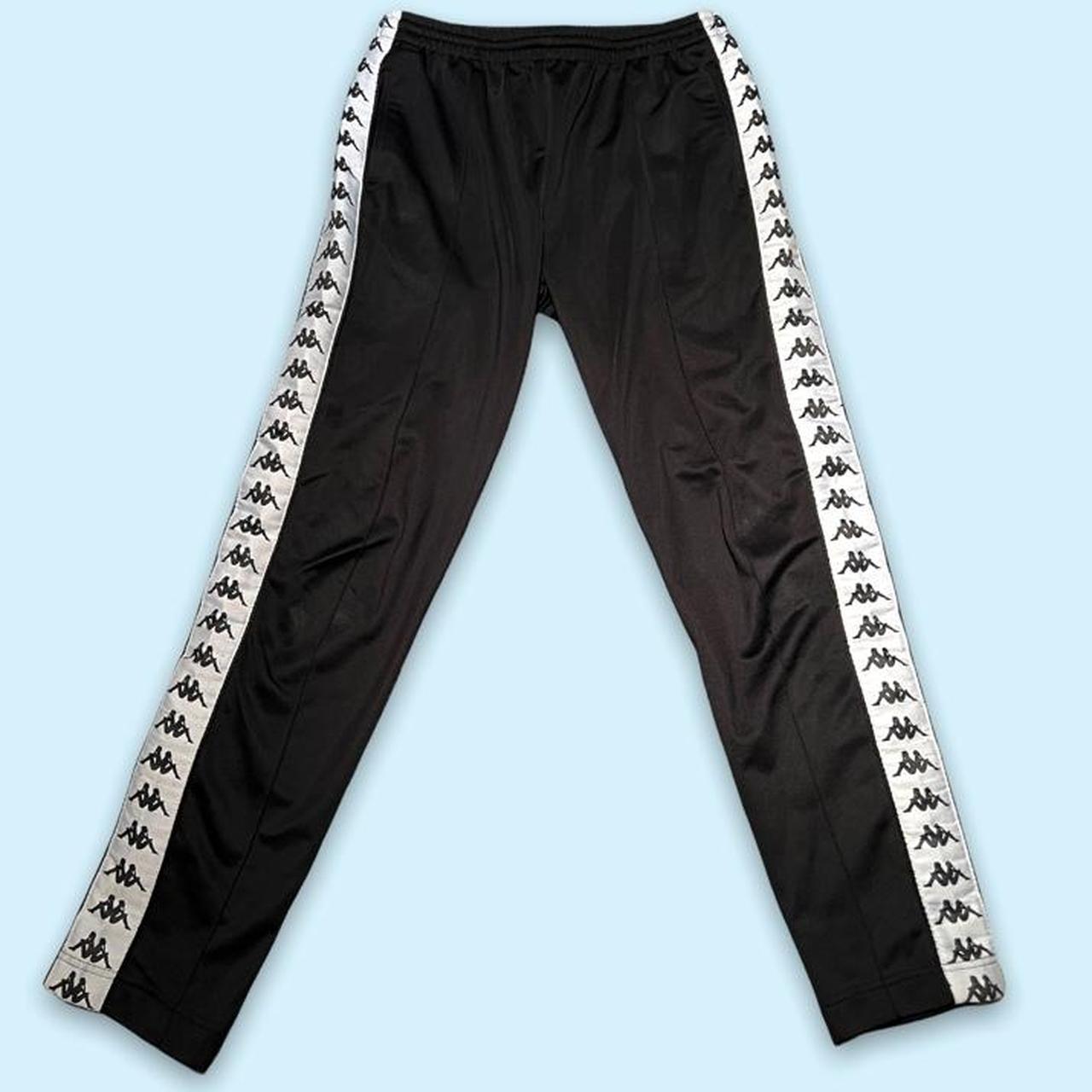 > kappa straight leg black tracksuit bottoms SIZE... - Depop