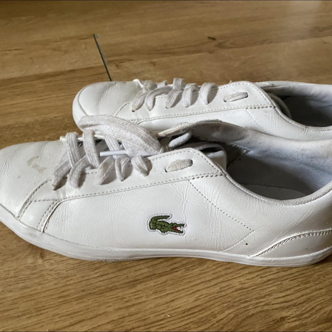 Lacoste white sneakers These are worn but still in... - Depop