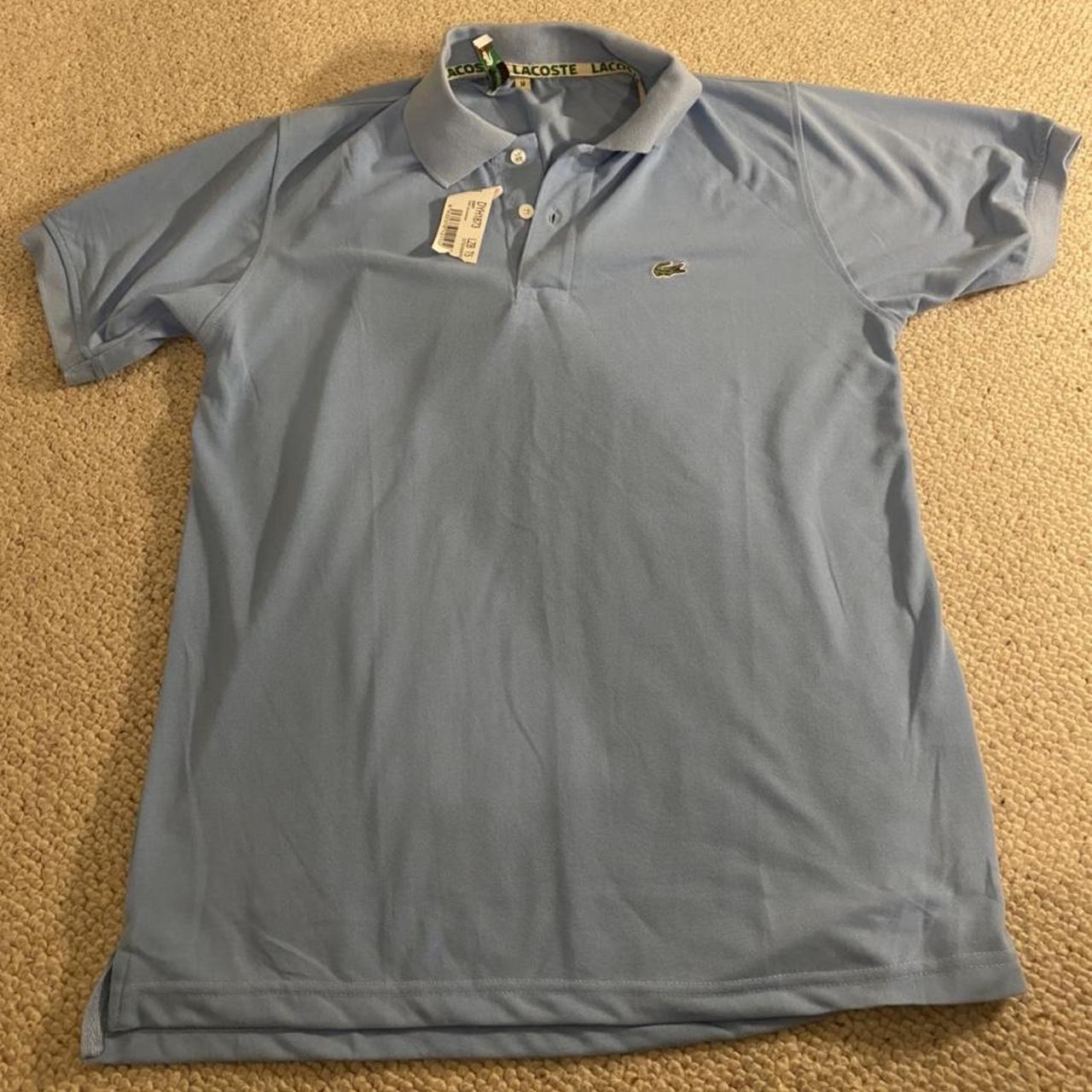 Baby blue Lacoste polo shirt - Depop