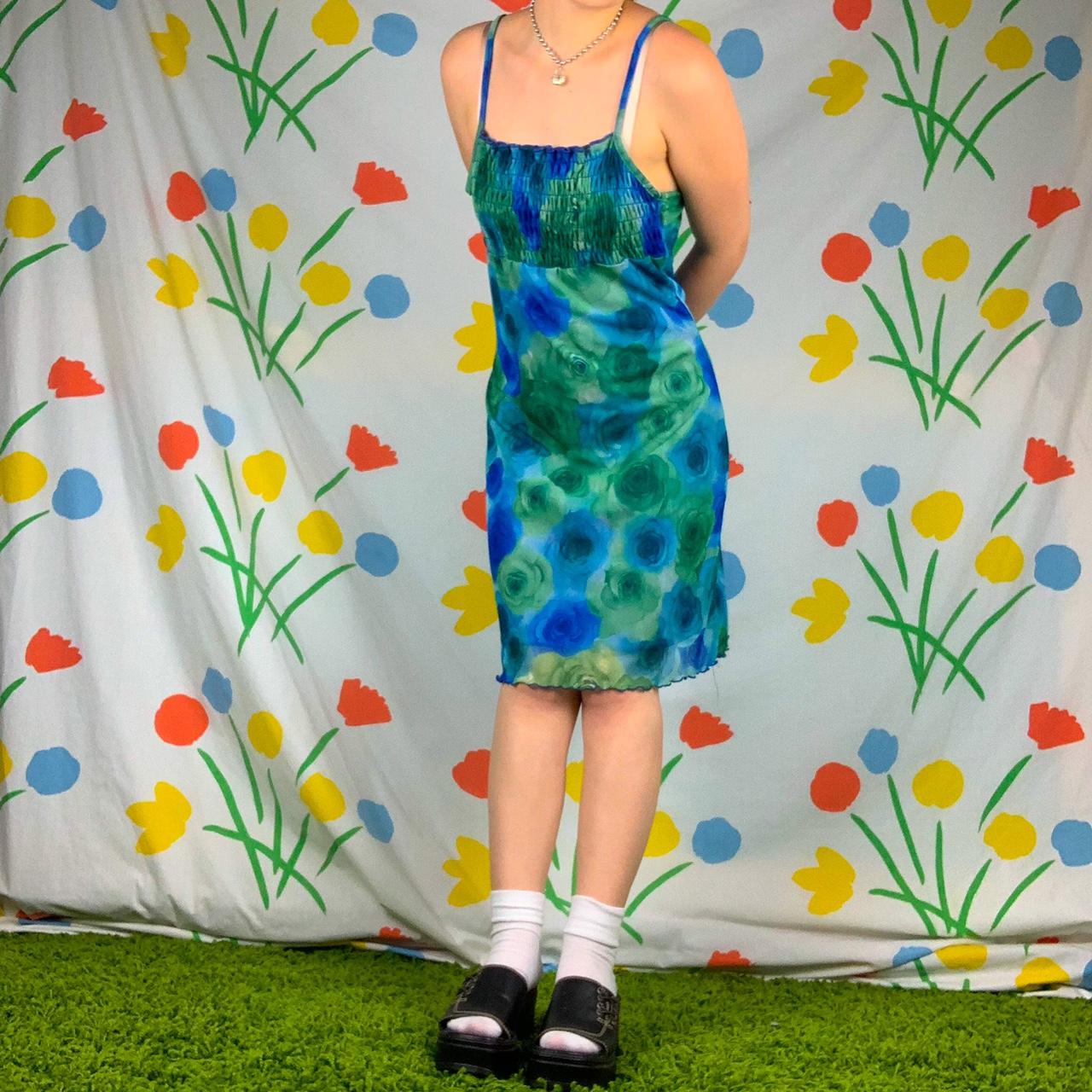Blue Roses Women's Green and Blue Dress