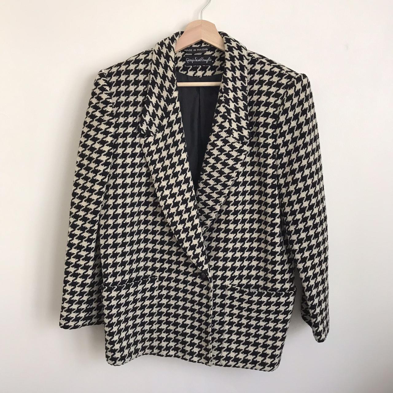 Giorgio Sant’ Angelo Wool Houndstooth Power Blazer.... - Depop