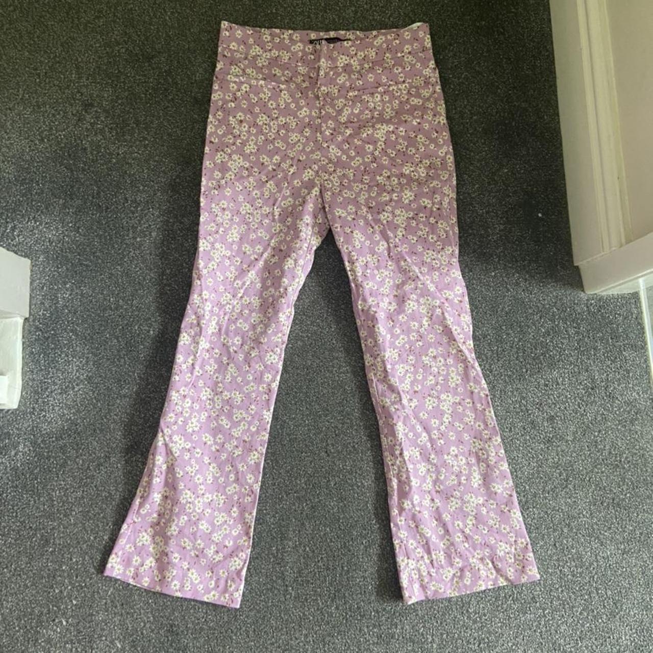 Zara Women's Purple and Pink Trousers | Depop