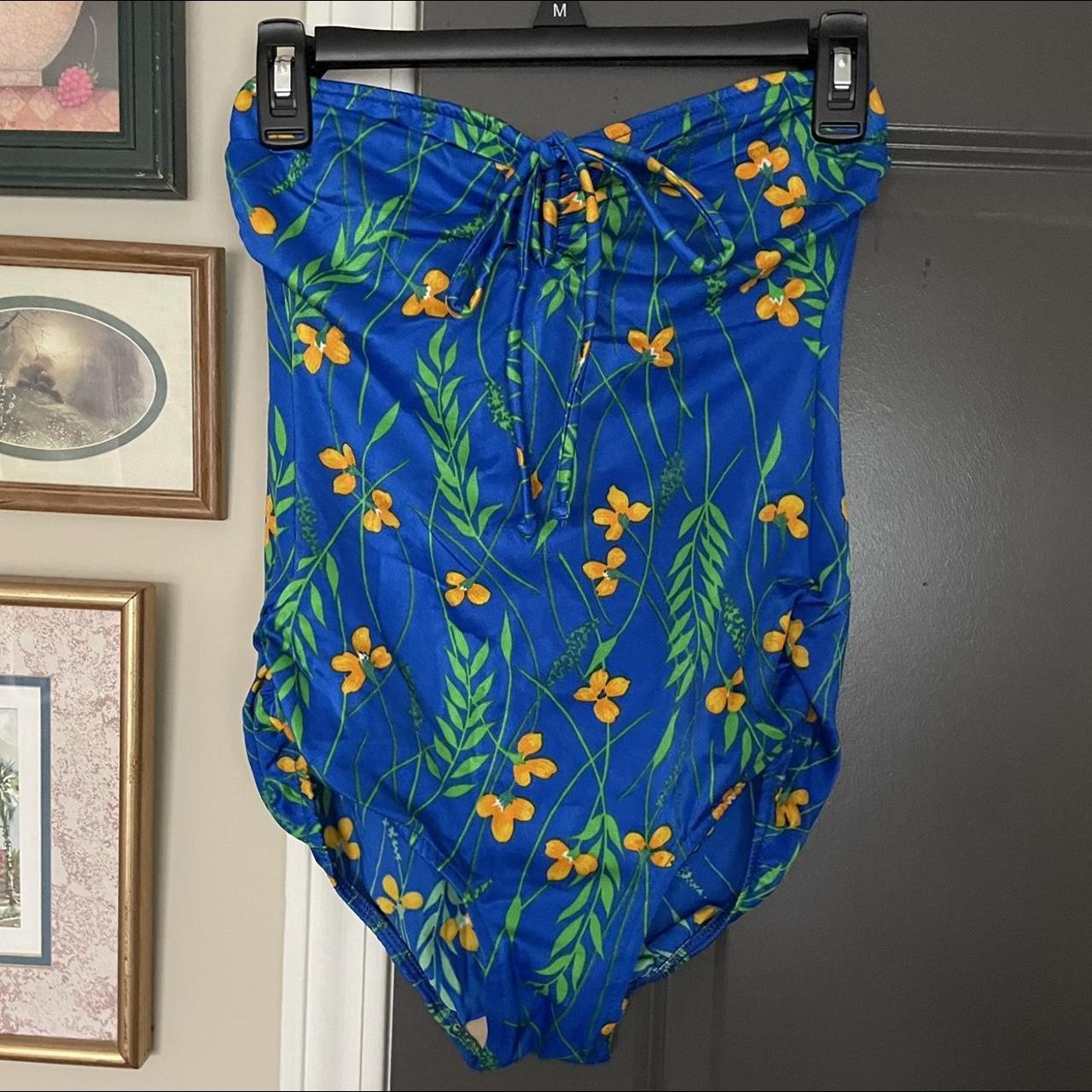 Sears Women's Blue and Yellow Swimsuit-one-piece | Depop