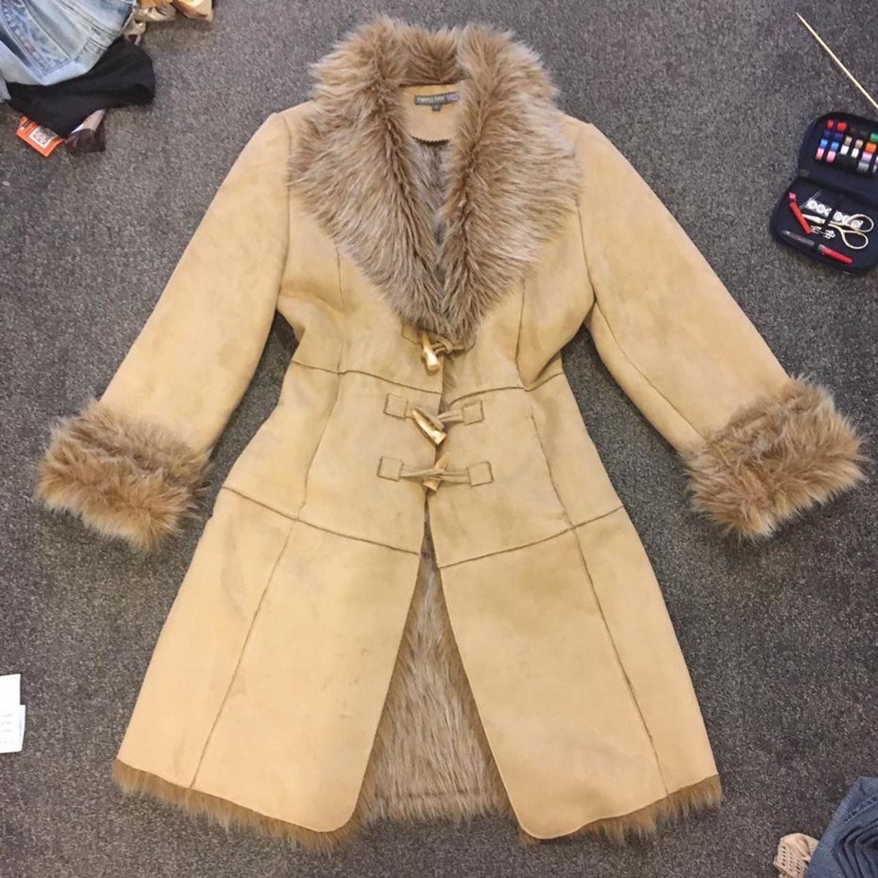 Stunning Y2k vintage suede fur Afghan coat... - Depop