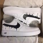 Custom Drippy Air Forces Blue/Black size 10 - Depop