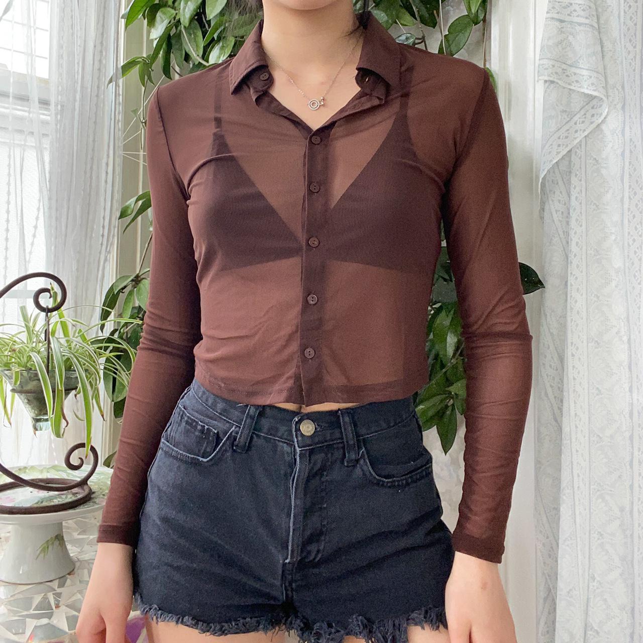 Product Image 1 - Brown Mesh Button Up Long