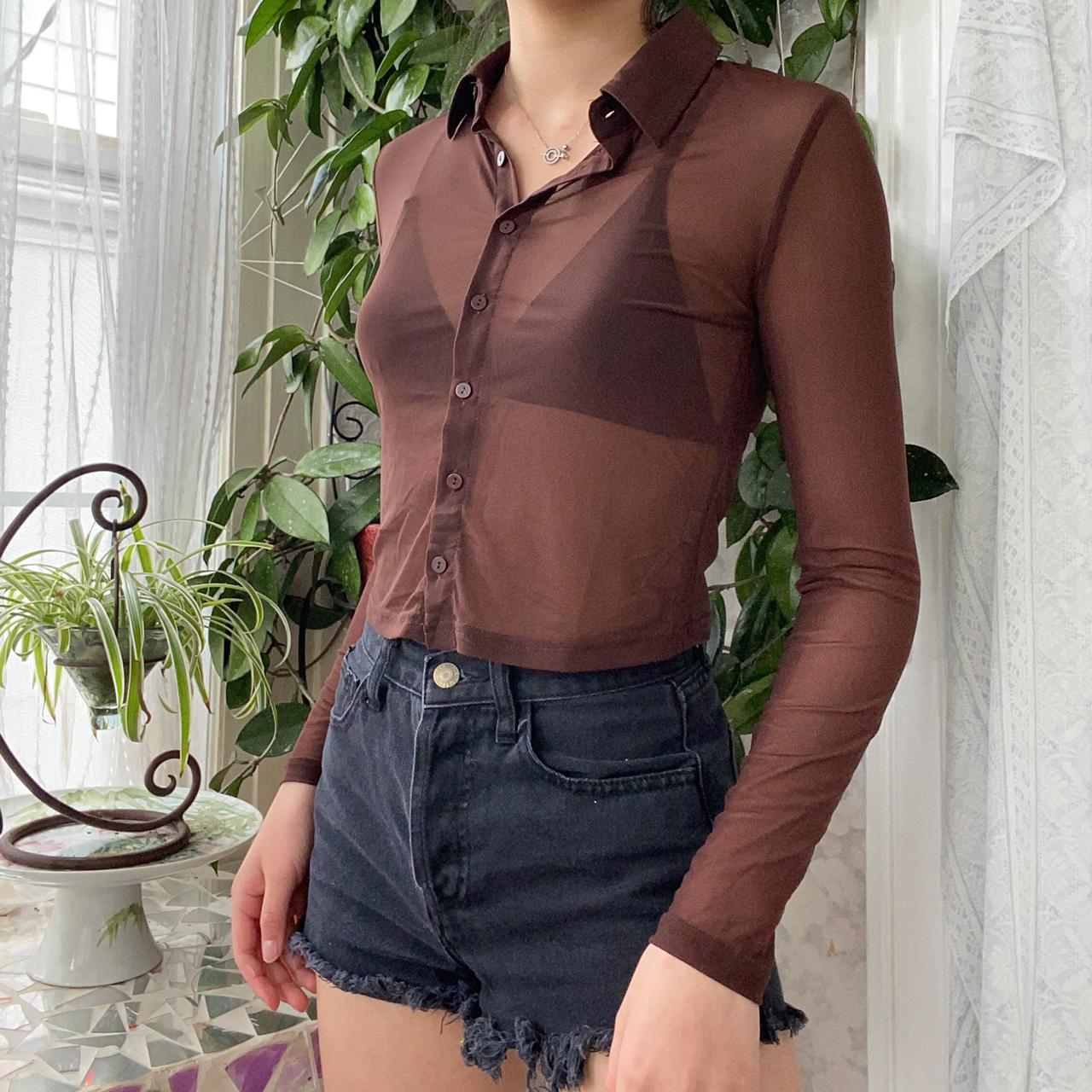 Product Image 2 - Brown Mesh Button Up Long