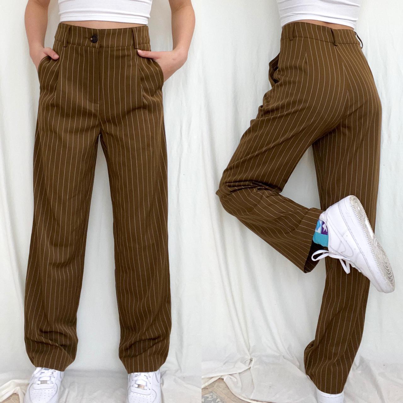 Product Image 1 - Brown Pinstripe Wide Leg Trousers

Flowy