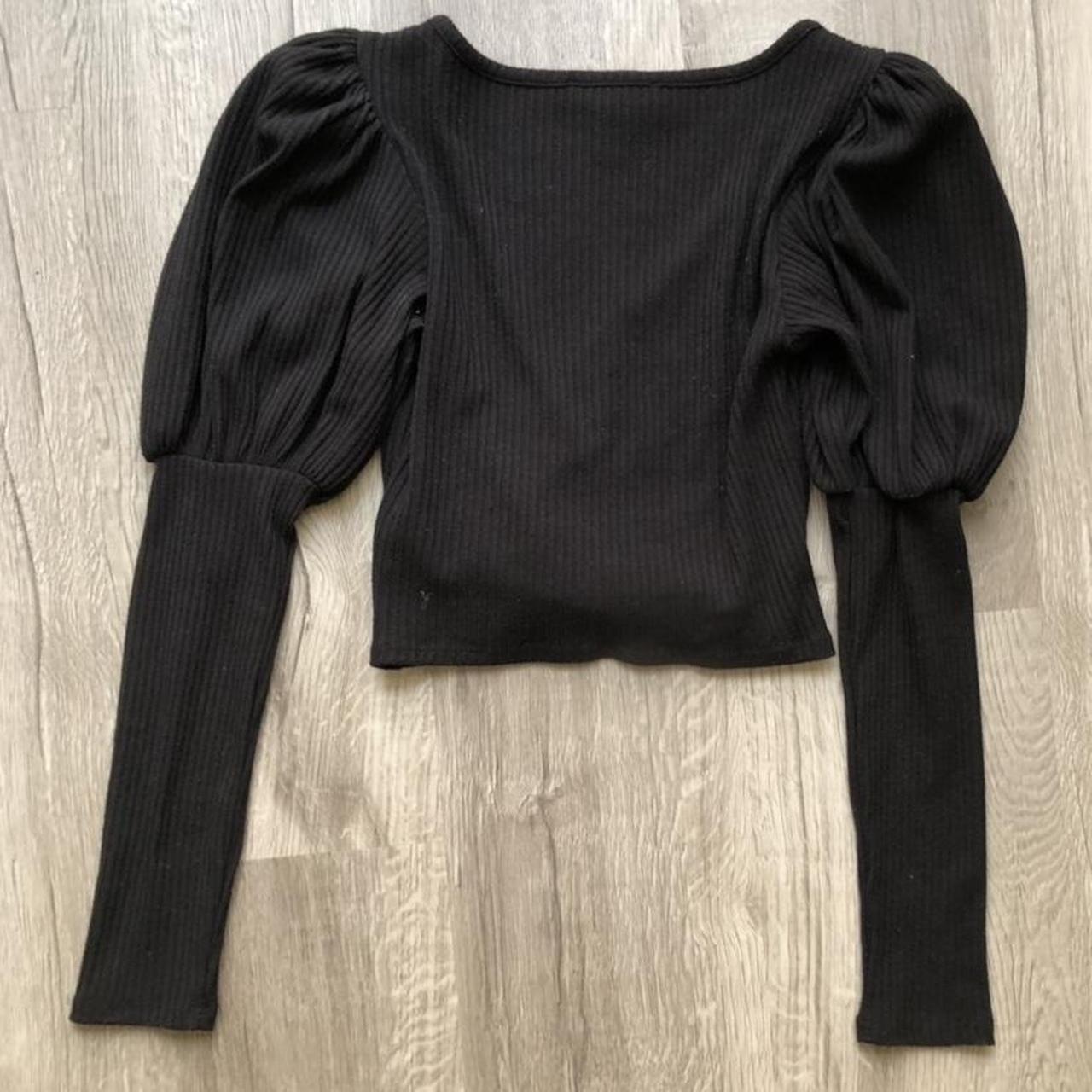 Black Puff Sleeve Blouse Long Sleeve Wrap Style Depop