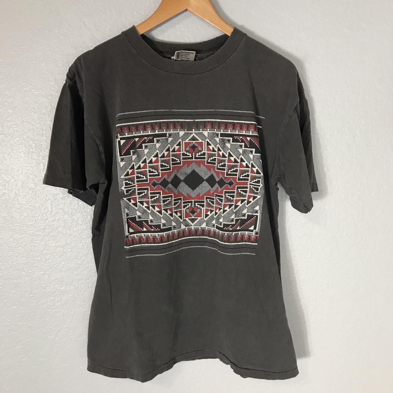 Vintage 1990s Aztec Graphic Faded and Distressed... - Depop