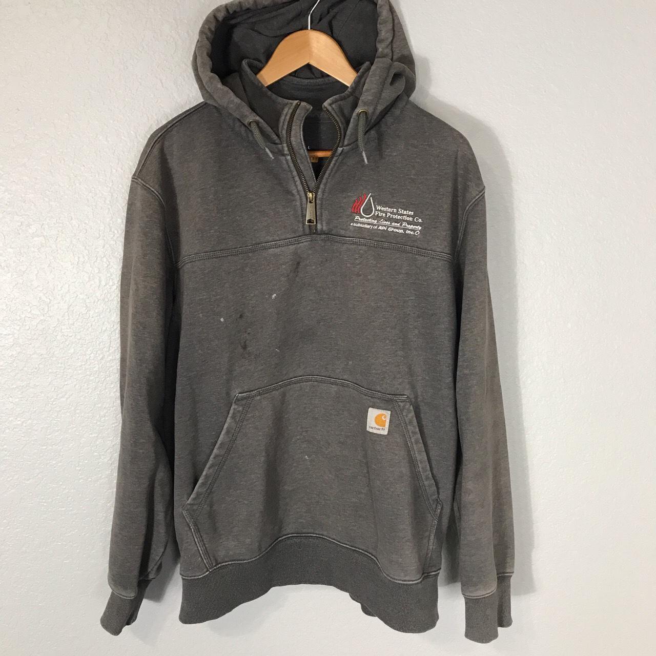 Carhartt Quarter Zip Rain Defender Faded and Paint... - Depop