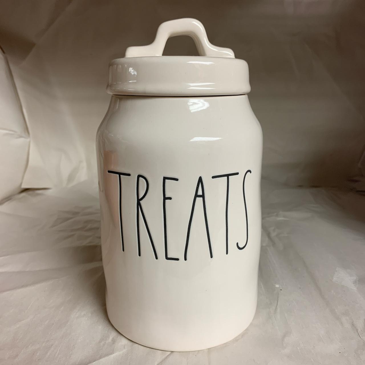 Rae Dunn Ceramic Cookie Jar for Snack Storage, Stoneware Treat Canister,  White Snacks