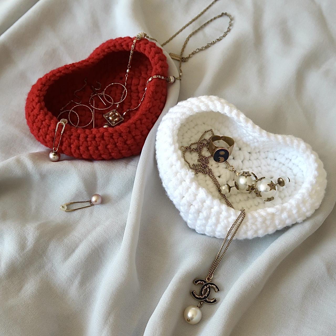 handmade crochet jewelry organizer by me 🤍 heart... Depop