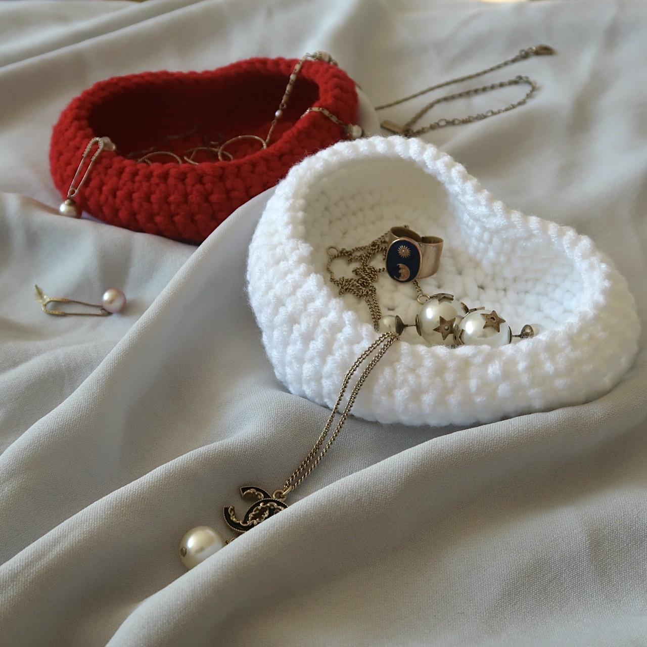 handmade crochet jewelry organizer by me 🤍 heart... Depop