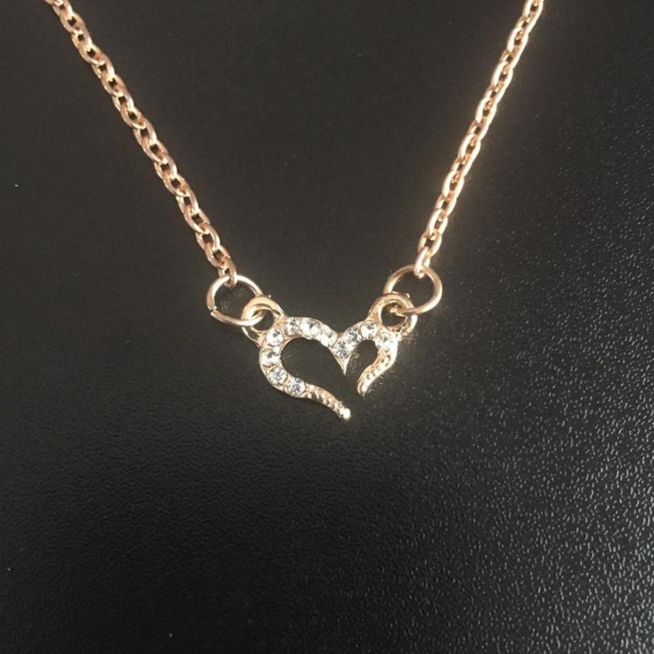 gold chain heart necklace Condition: new Material:... - Depop