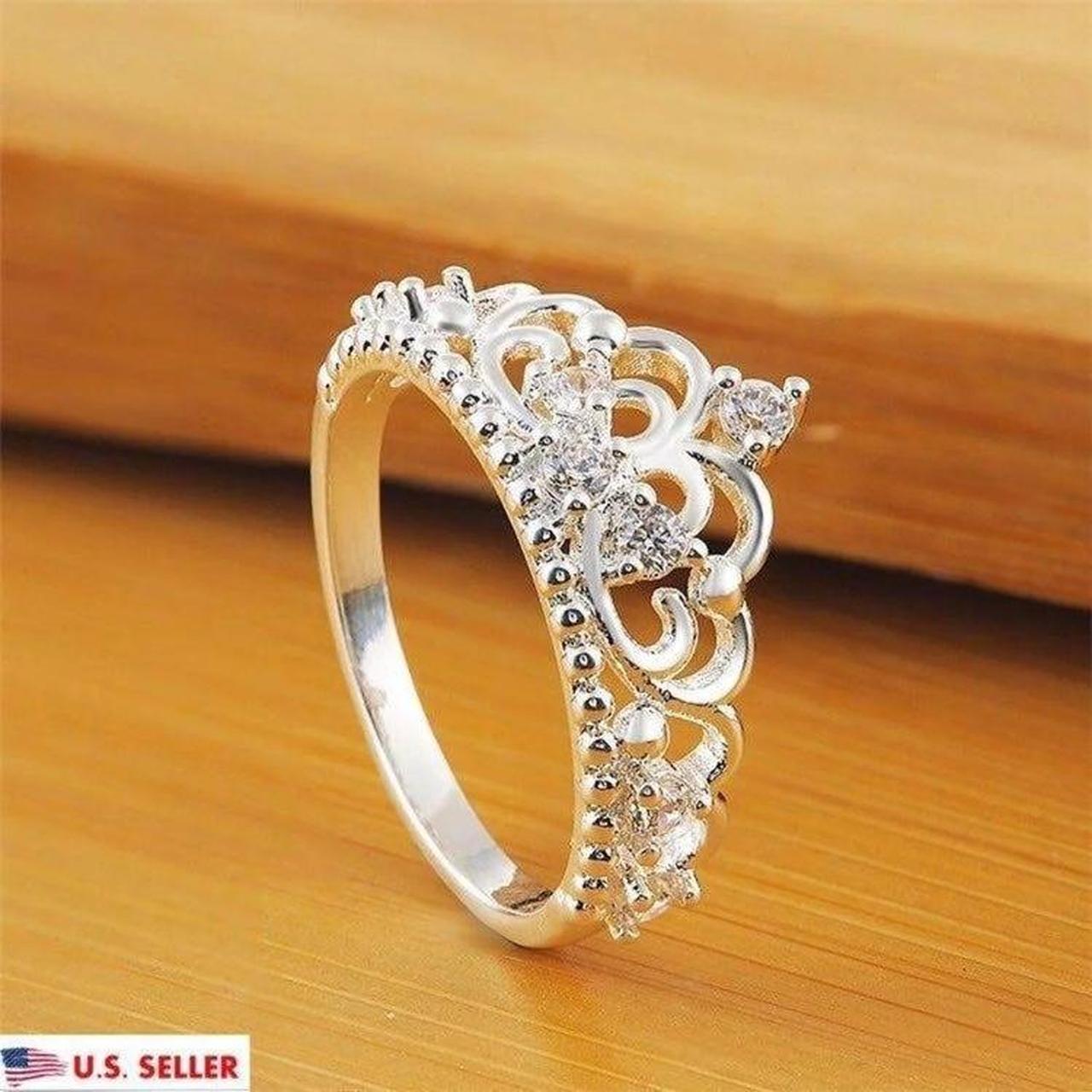 Silver princess clearance crown ring