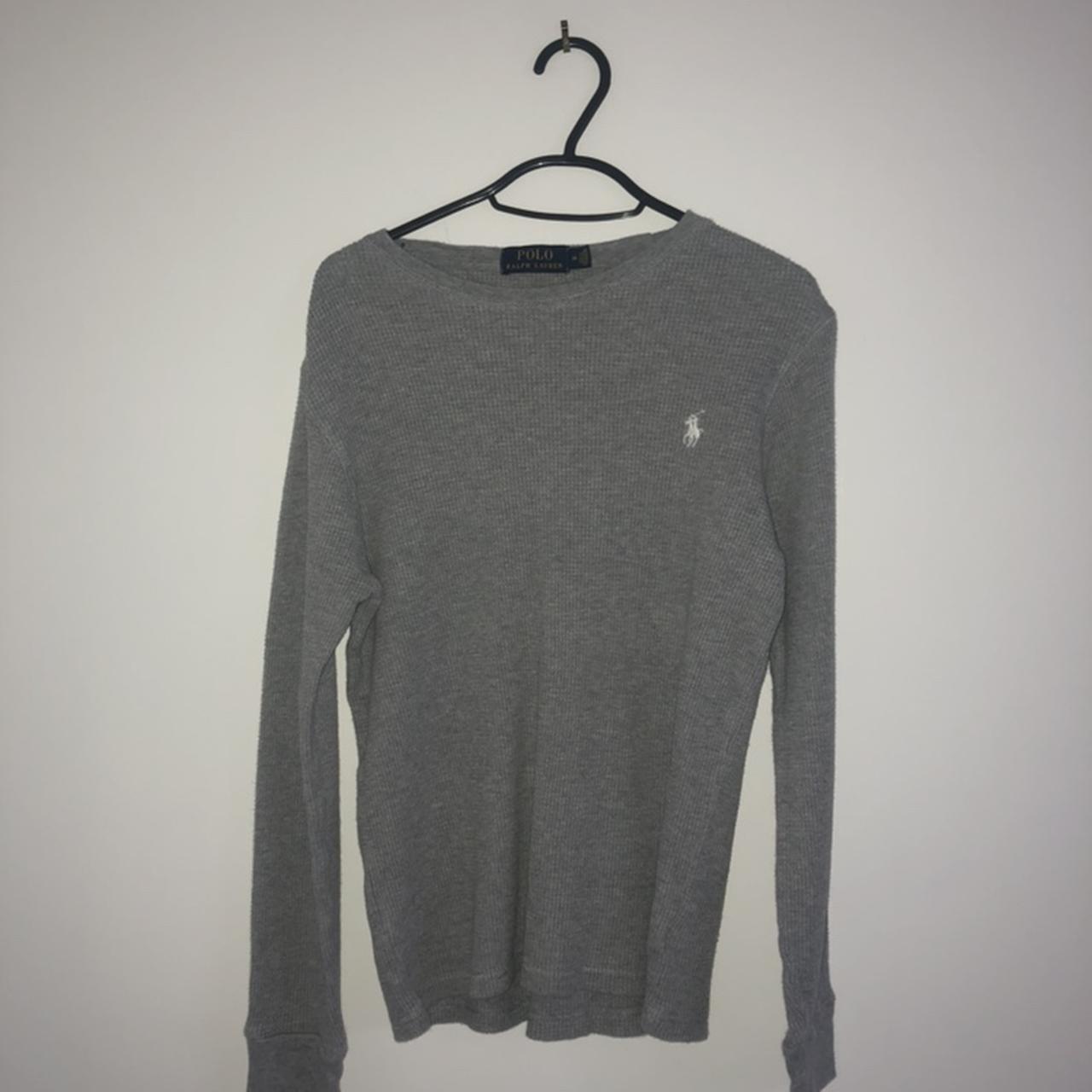 Ralph Lauren Ribbed Grey, Long Sleeve Jumper/T-Shirt... - Depop