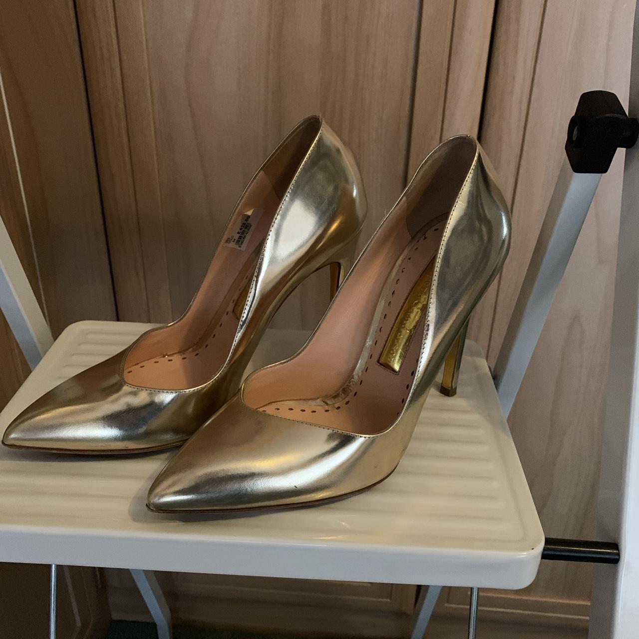 Rupert Sanderson ives metallic gold heels Worn a Depop