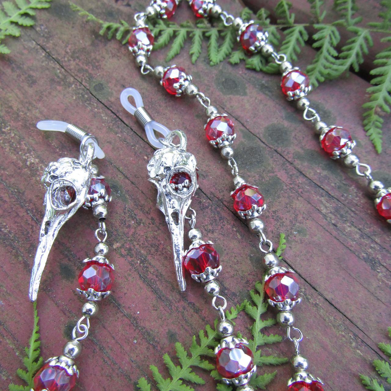 Witchy Glasses Chain, Goblincore Jewelry, Skull Bead Necklace for