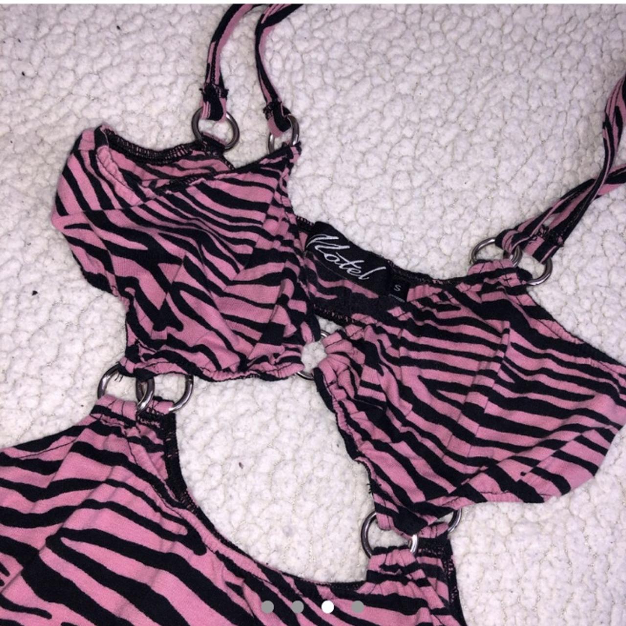 Gorgeous motel rocks pink zebra print cut up Depop
