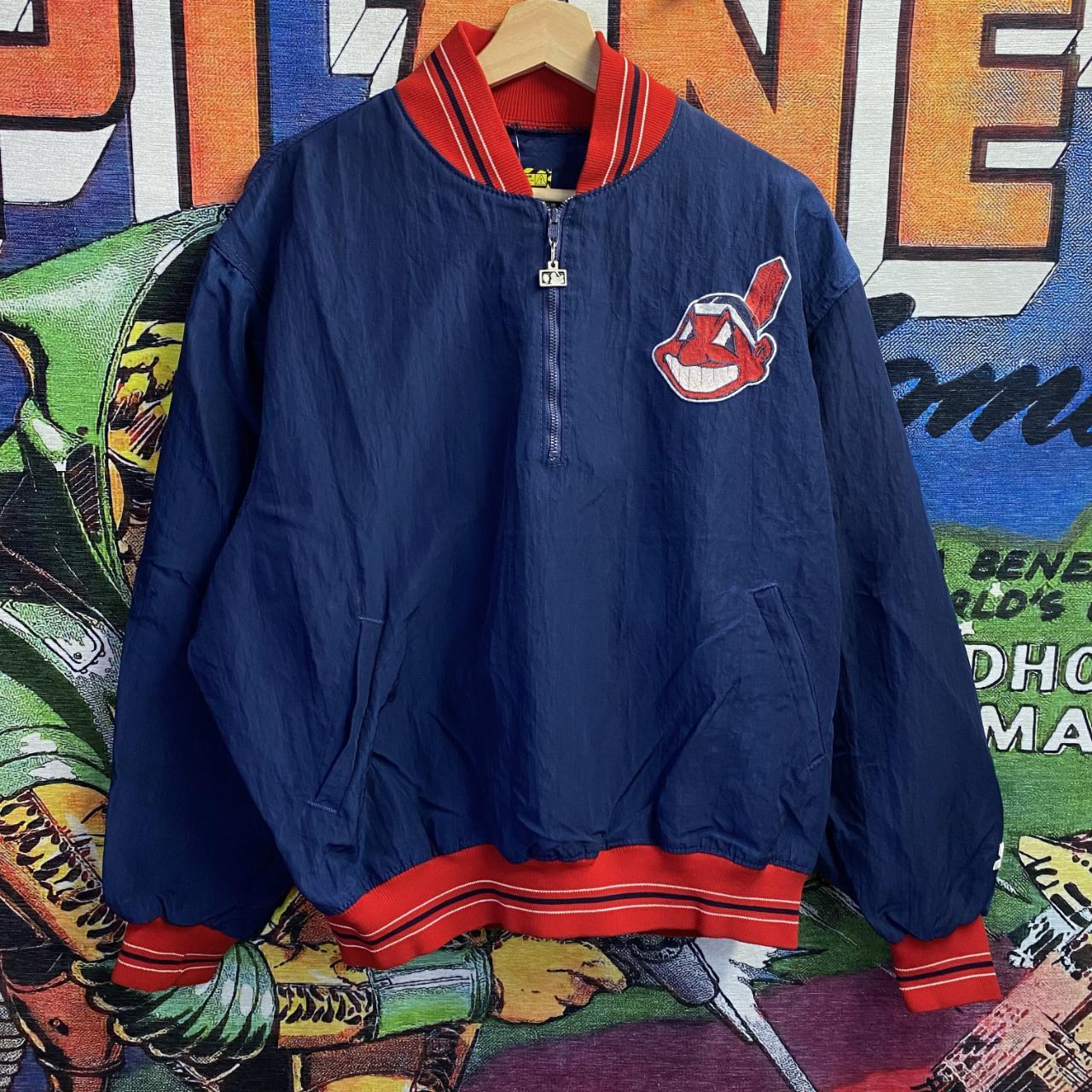 Vintage 90s MLB Cleveland Indians Bomber Jacket Sz - Depop