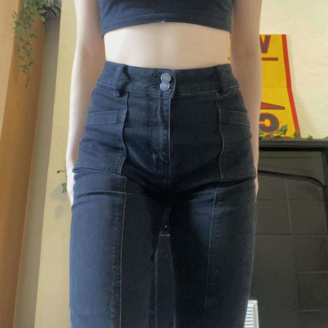 🍄motel rocks black flared jeans🍄 size S L33 i Depop