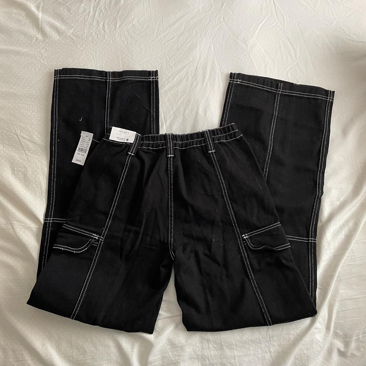 PacSun Black Low Rise Puddle Cargo Pants Originally... Depop