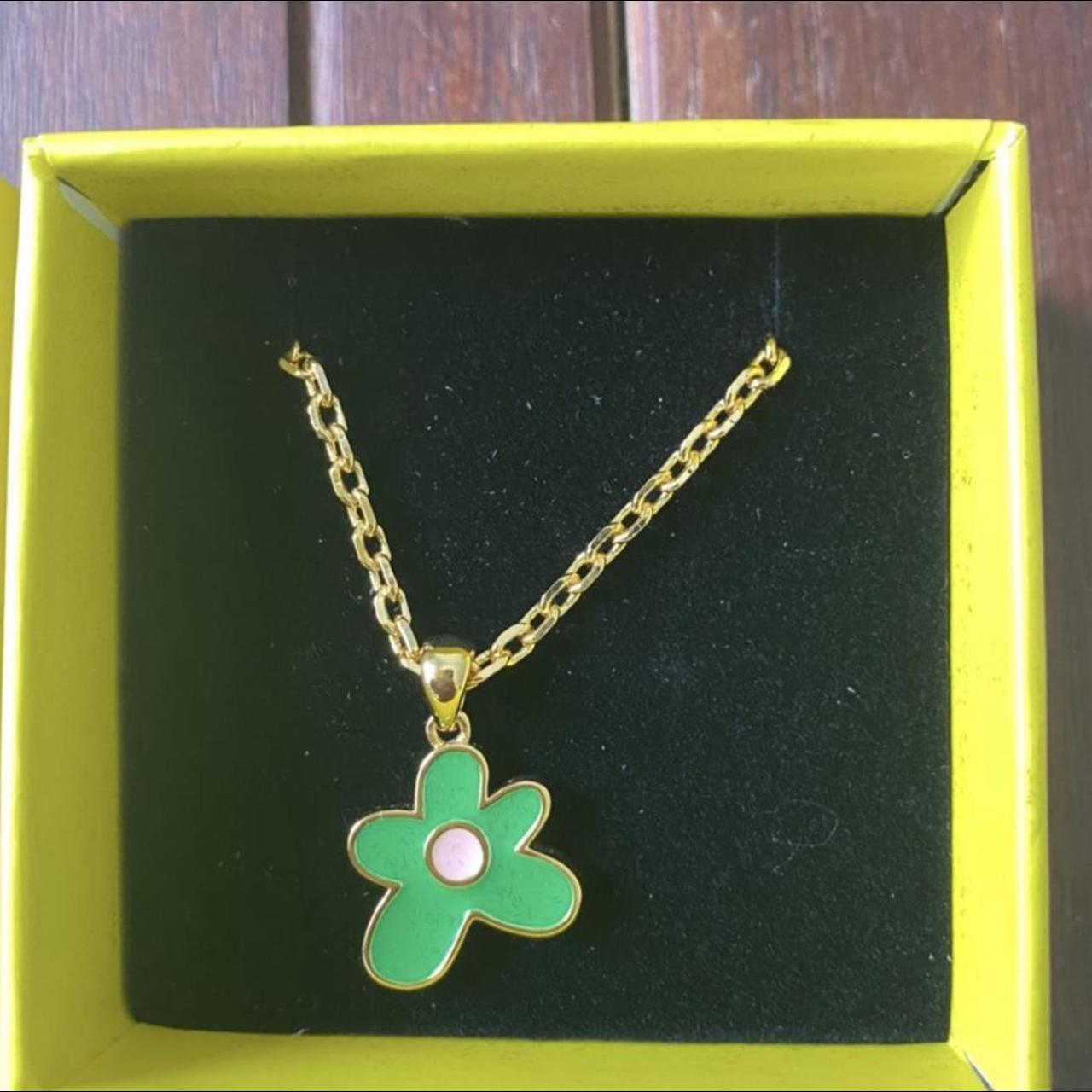 Golf Wang green flower necklace, 18k gold plated