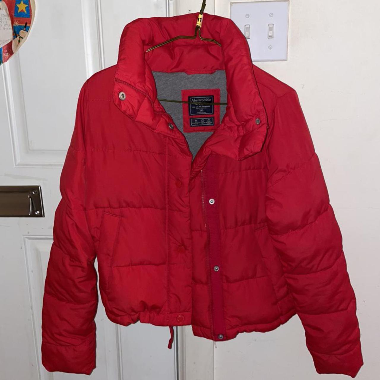 Abercrombie red cheap puffer jacket